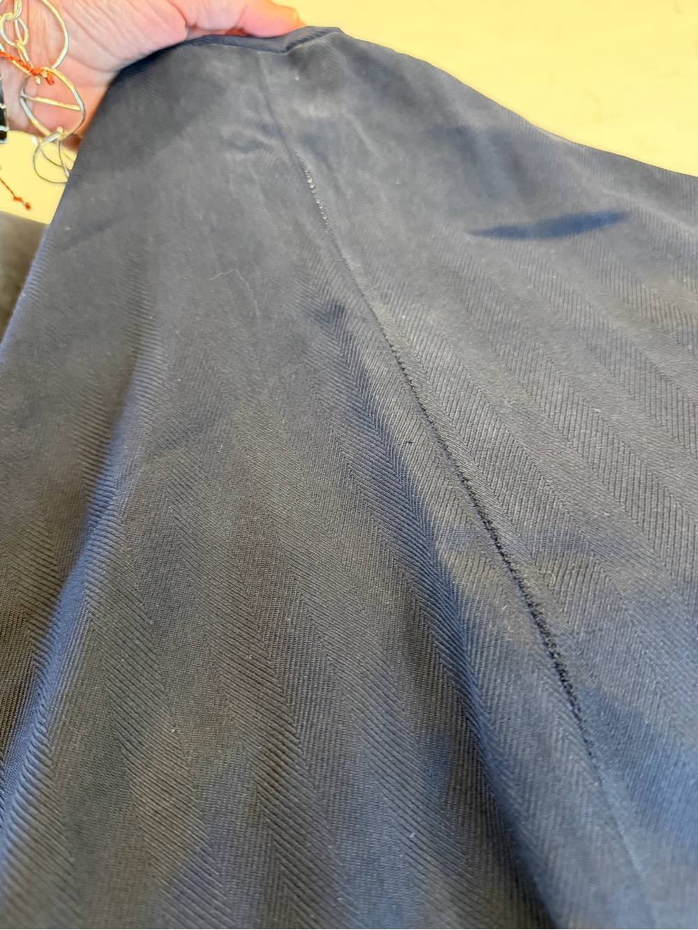 Vintage Savannah Navy A-Line Midi Skirt Button Panel Close / medium - Picture 10 of 11